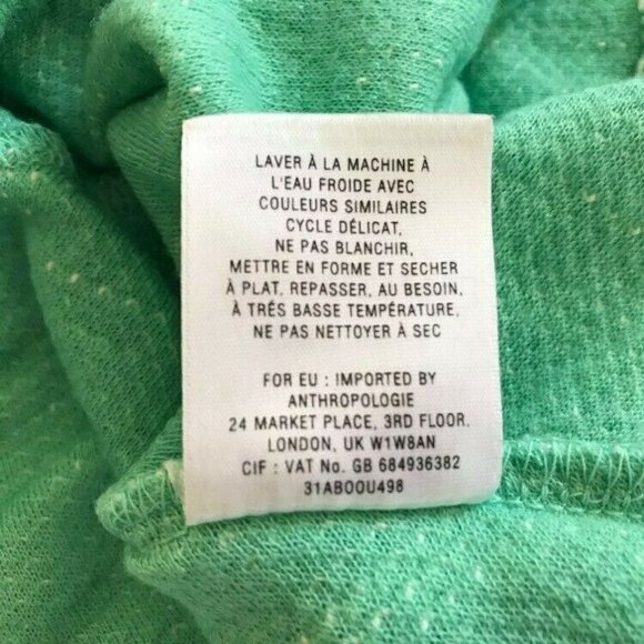ANTHROPOLOGIE POSTMARK Endash Boucle Green White Marled Top Peplum Size XS EUC - Picture 8 of 8